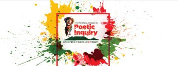 Image with colourful splotches advertising the Poetic Inquiry symposium 2022 in Cape Town, South Africa
